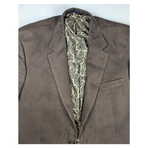 Ralph Lauren Sport Coat Signature Brown Vegan Faux Suede Paisley Lining Size 44L